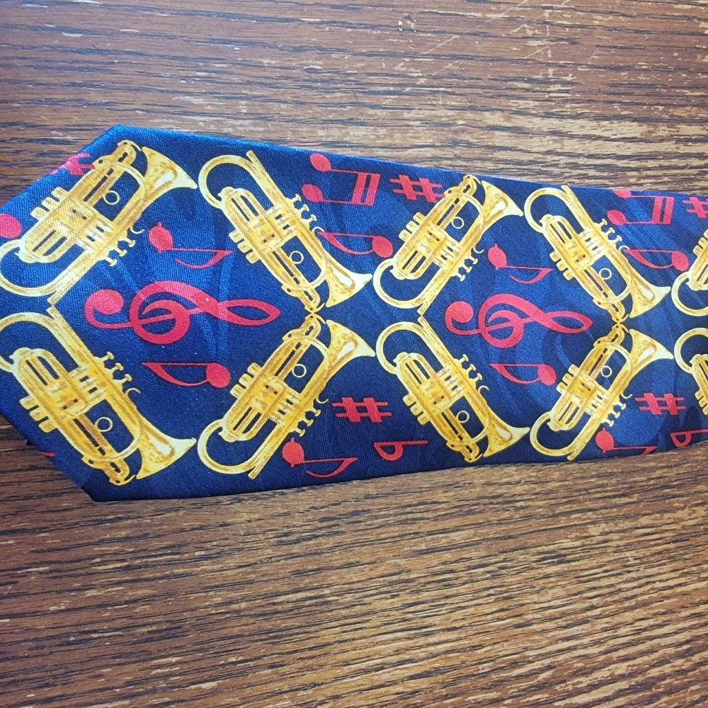 Hand made Steven Harris Mens Tie Trumpets And Musical Notes - Picture 3 of 7